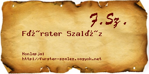 Fürster Szaléz névjegykártya